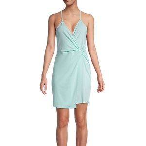BCBGeneration Women's V-Neck Faux Wrap Dress - Aqua - Size Large